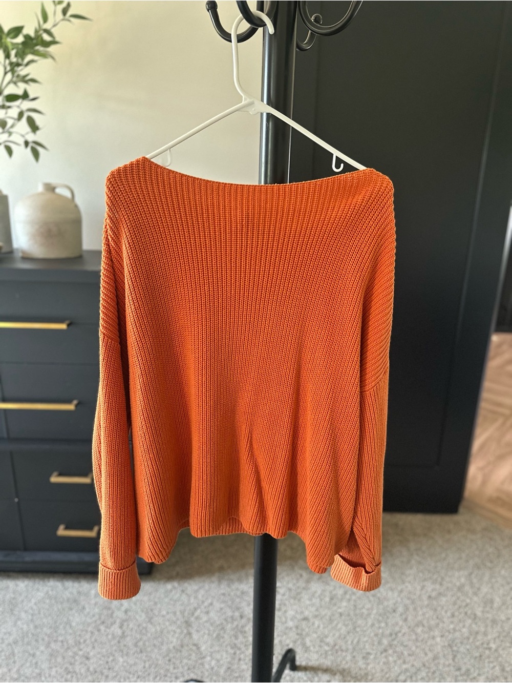 French Connection Orange Off-the-Shoulder Knit Sweater